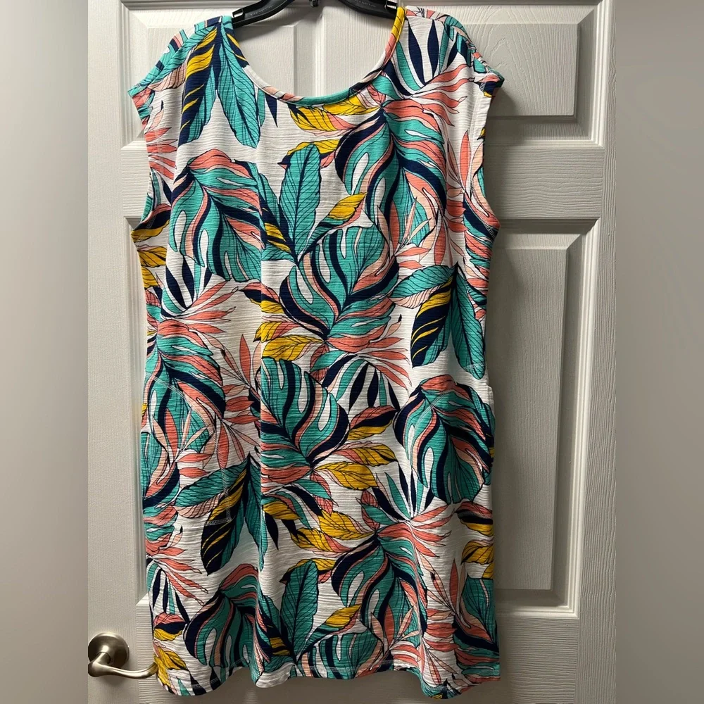 TALBOT’S COZY CRUSH CROSS BACK DRESS - TROPICAL FRONDS SIZE 2X - Picture 5 of 6